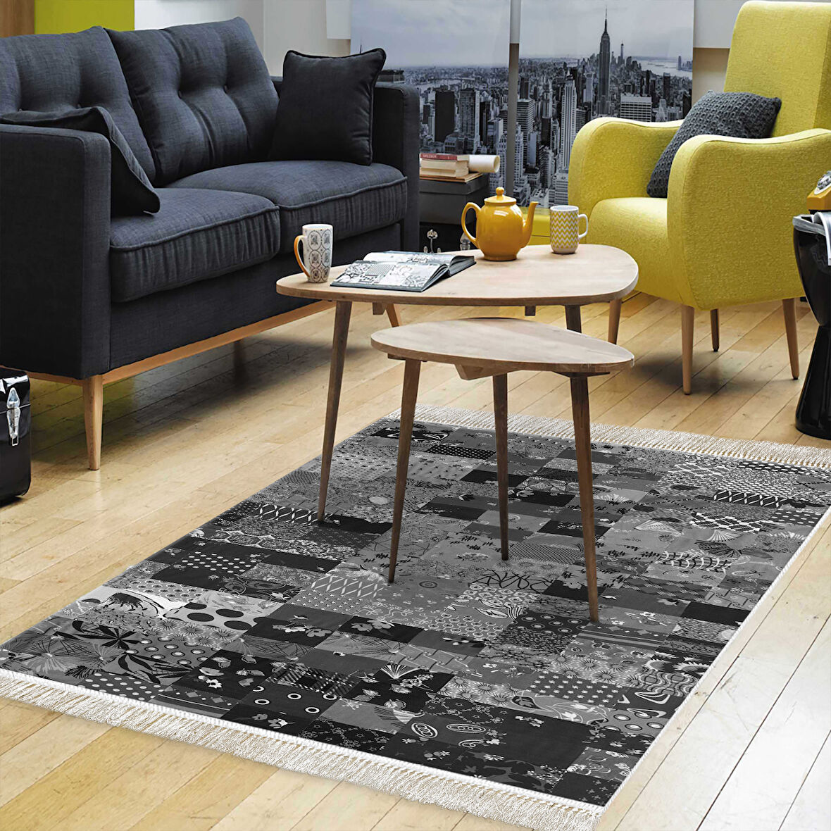 Eko Trend Djt Halı Yıkanabilir Kaymaz Taban Mu148 Patchwork