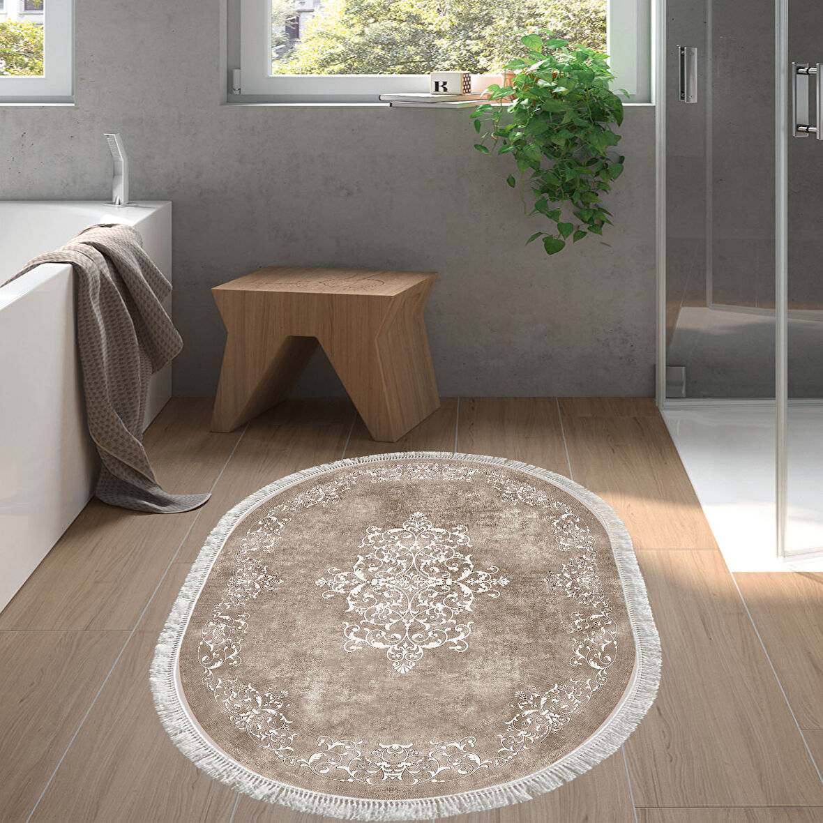 Eko Trend Djt Banyo Paspası Yıkanabilir Kaymaz Taban 616 Oval Klasik