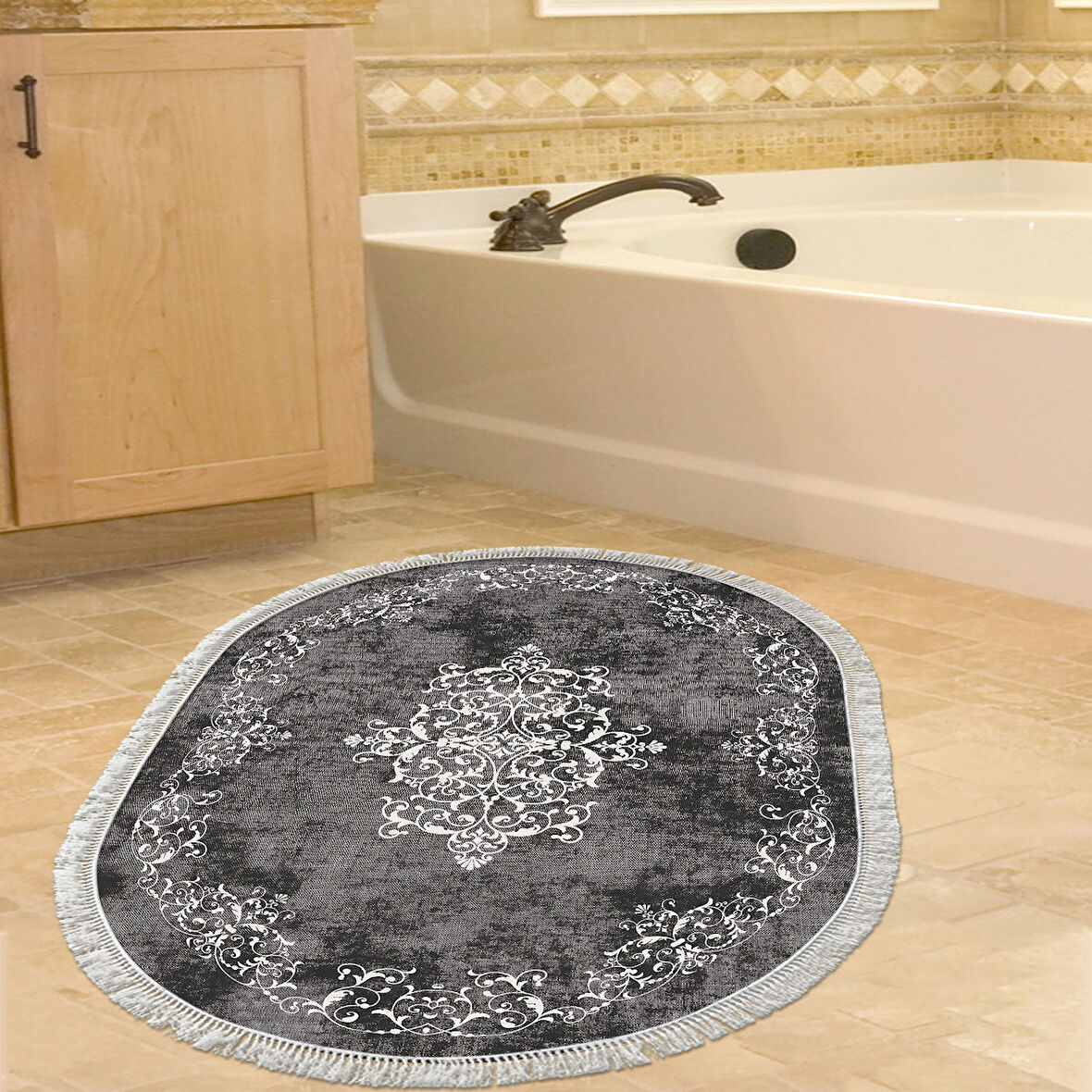 Eko Trend Djt Banyo Paspası Yıkanabilir Kaymaz Taban 616 Oval Klasik