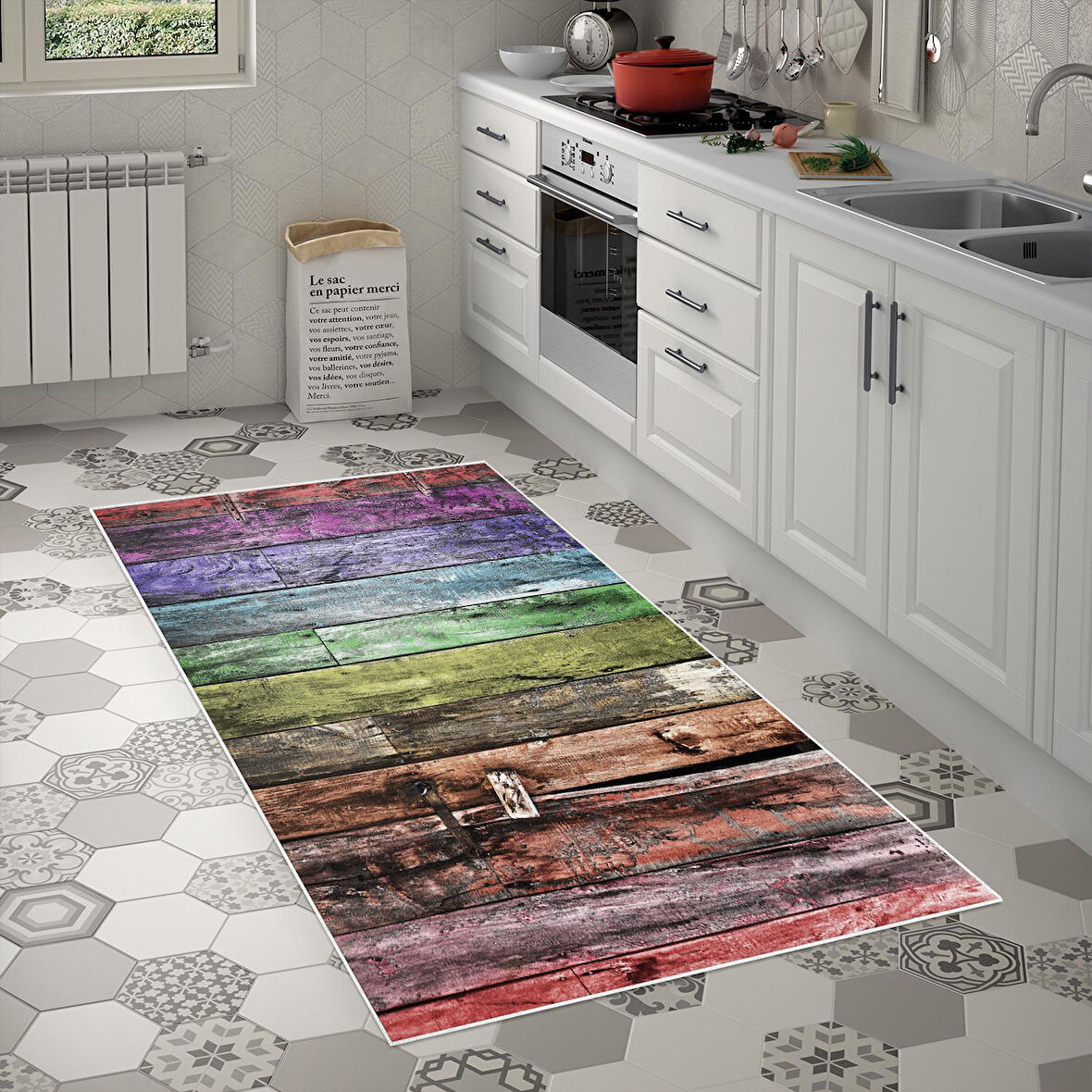 Alanur Trend Keçe Tabanlı Mutfak Halı Mu136