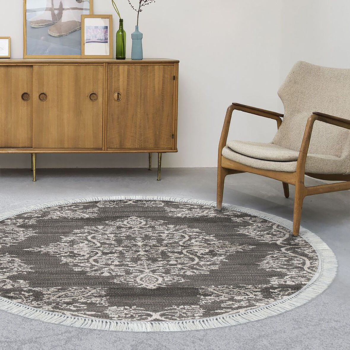 Eko Trend Djt Haı Yıkanabilir Kaymaz Taban 762 Yuvarlak Osmanlı