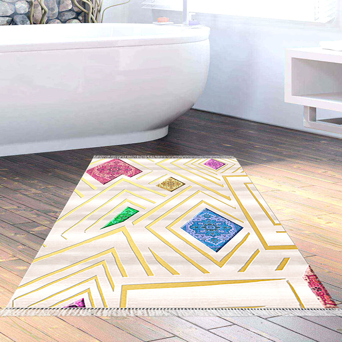 Eko Trend Djt Banyo Paspası Yıkanabilir Kaymaz Taban P1337 Modern