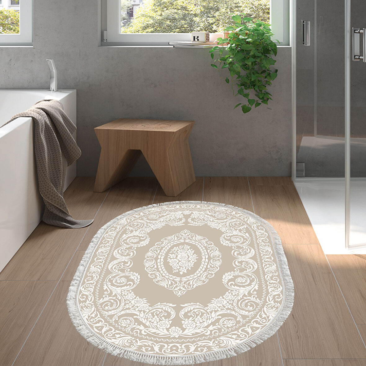 Eko Trend Djt Banyo Paspası Yıkanabilir Kaymaz Taban 747 Oval Klasik
