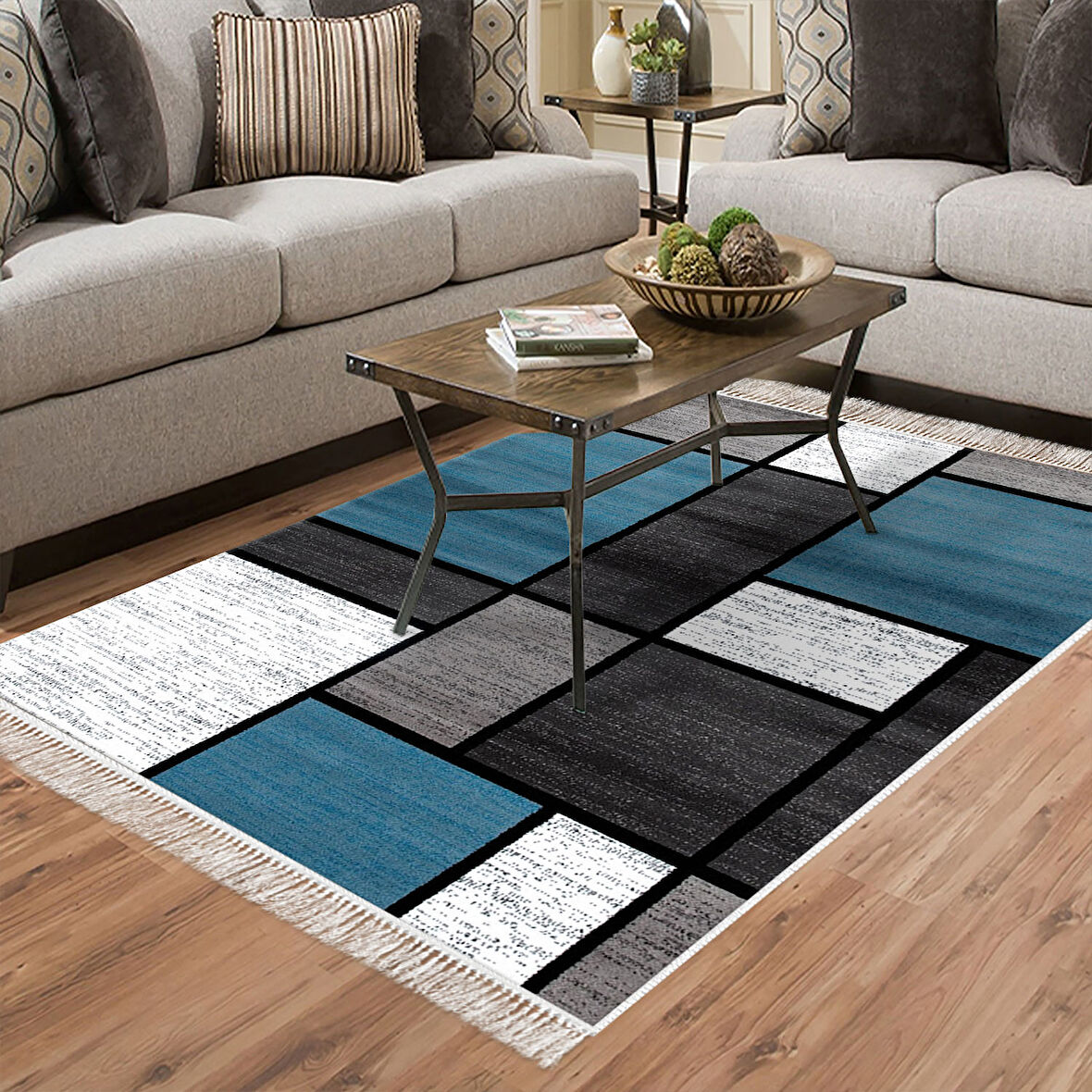 Eko Trend Djt Halı Yıkanabilir Kaymaz Taban S5044 Geometrik