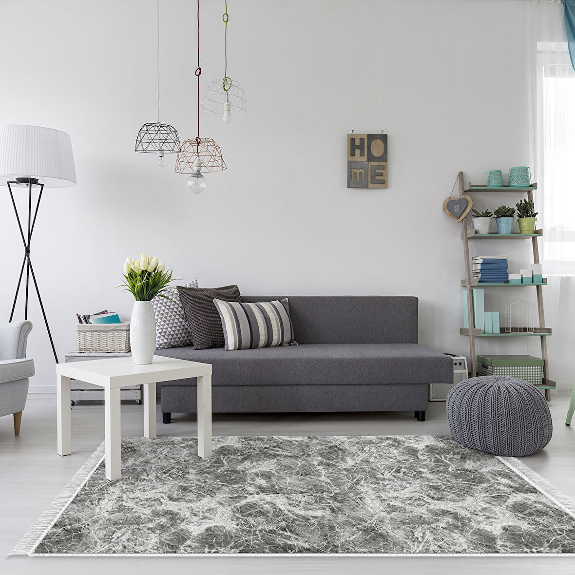 Alanur Star Pamuk Tabanlı Saçaklı Dijital Halı