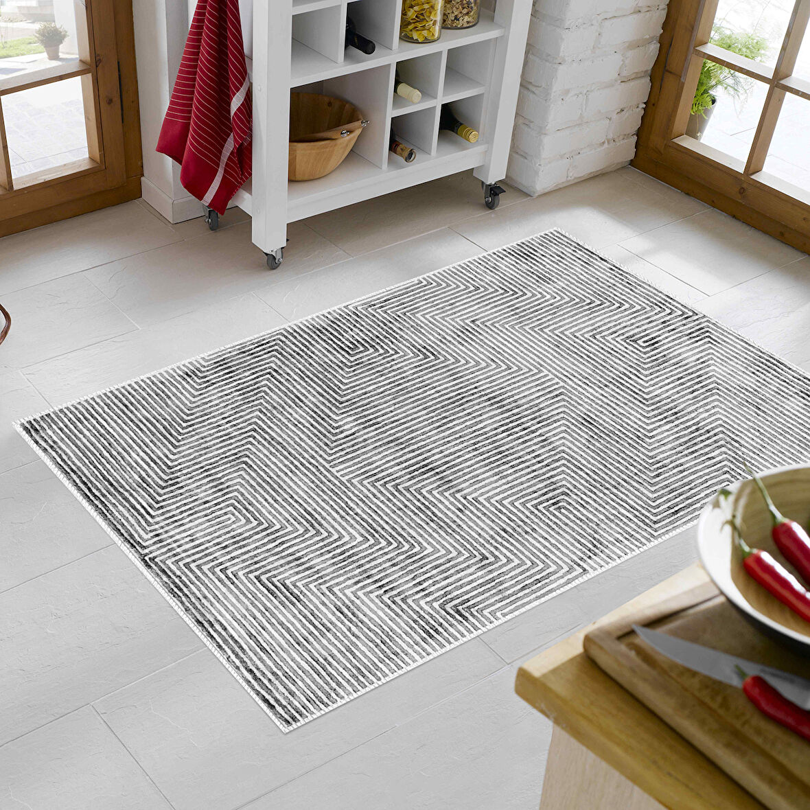 Alanur Trend Keçe Tabanlı Mutfak Halı Mu134