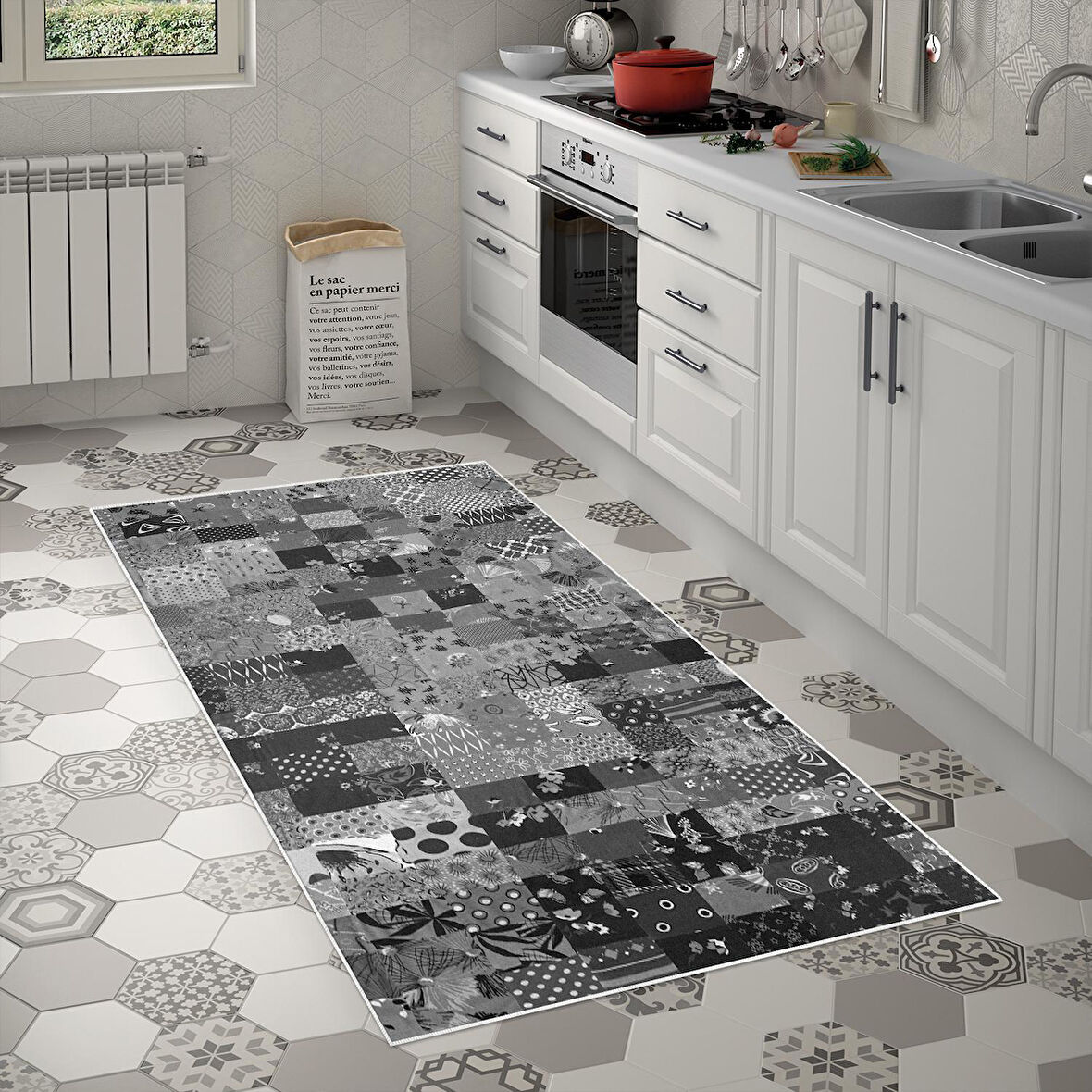 Alanur Trend Keçe Tabanlı Mutfak Halı Mu148