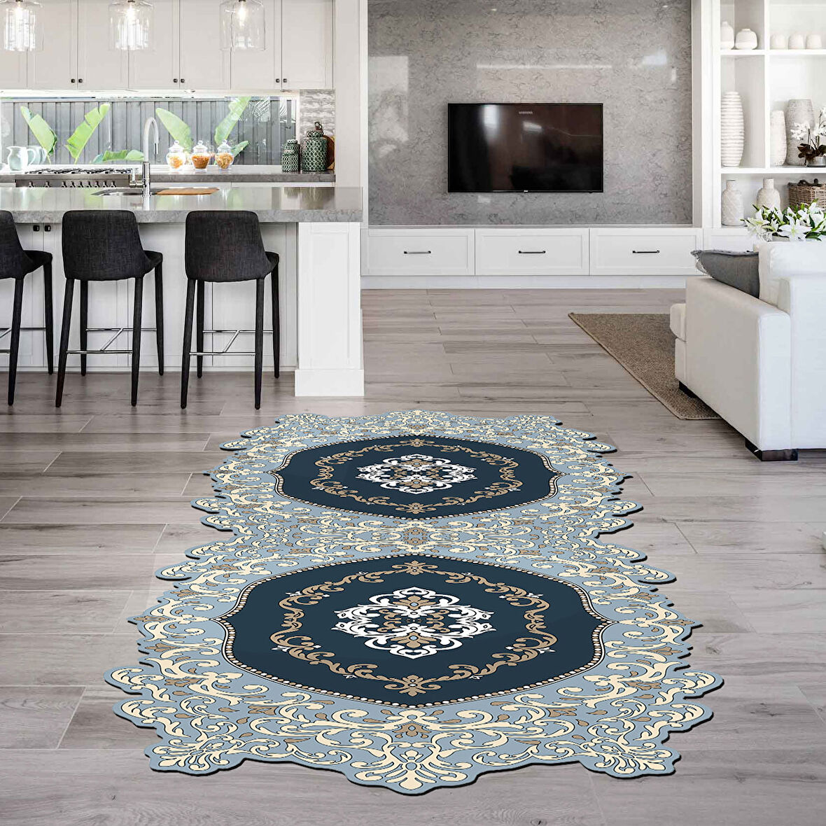 Antoryum Lazer Kesim Kaymaz Taban Dijital Baskı Halı St600154Gr