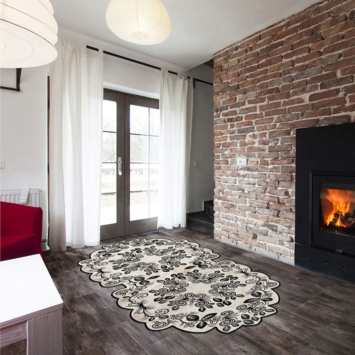 Şebboy Lazer Kesim Kaymaz Taban Dijital Baskı Halı St600159Kr