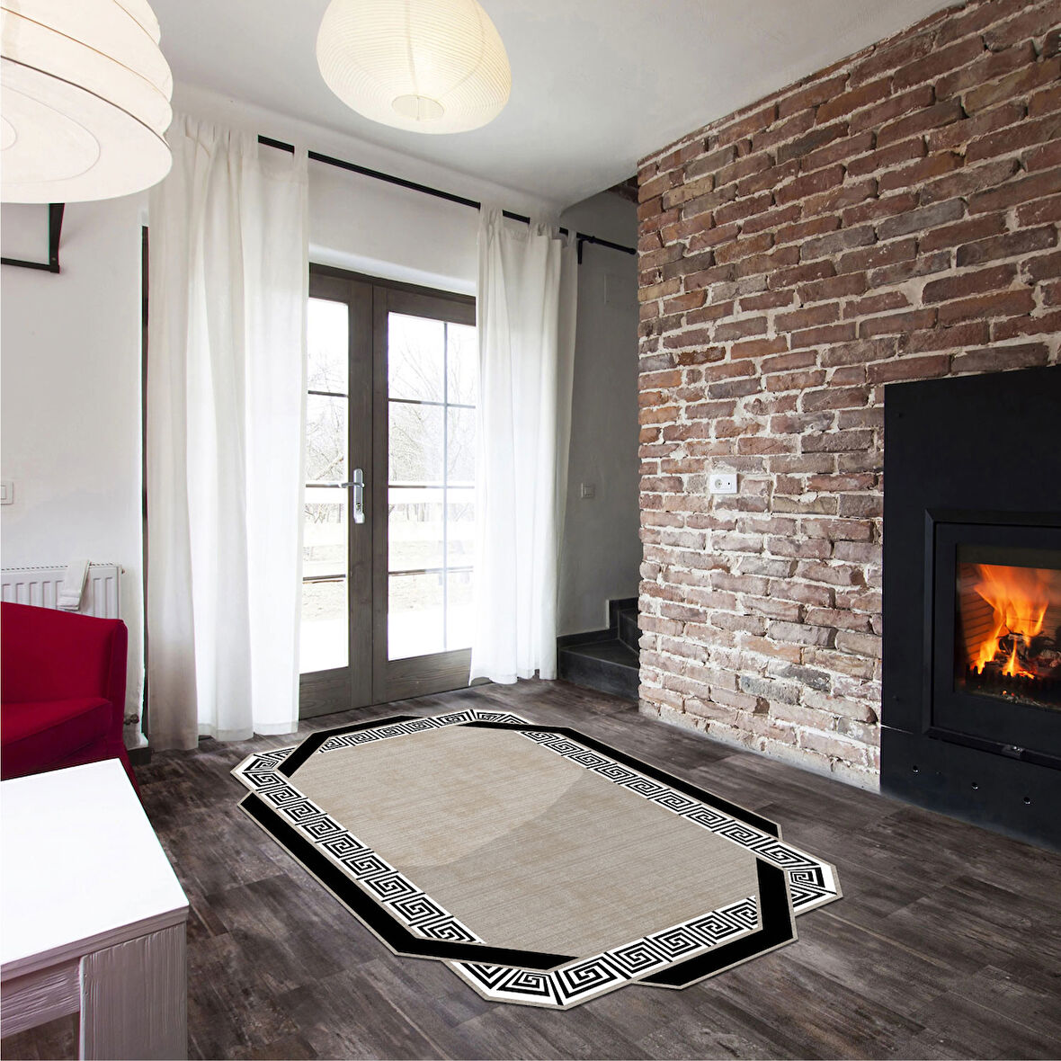 Fesleğen Lazer Kesim Kaymaz Taban Dijital Baskı Halı St600182Kr