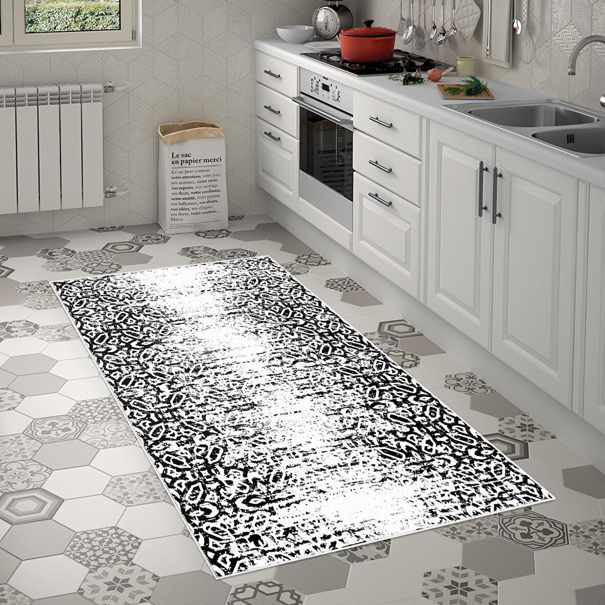 Alanur Trend Keçe Tabanlı Mutfak Halı Mu123