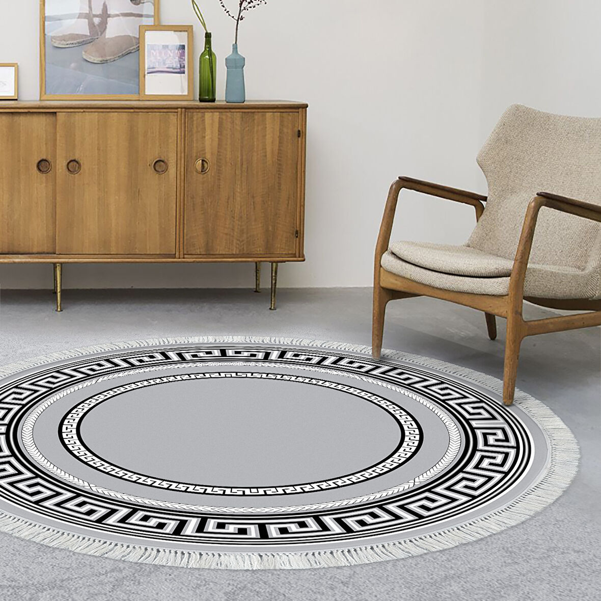 Eko Trend Djt Haı Yıkanabilir Kaymaz Taban 651M Yuvarlak Modern