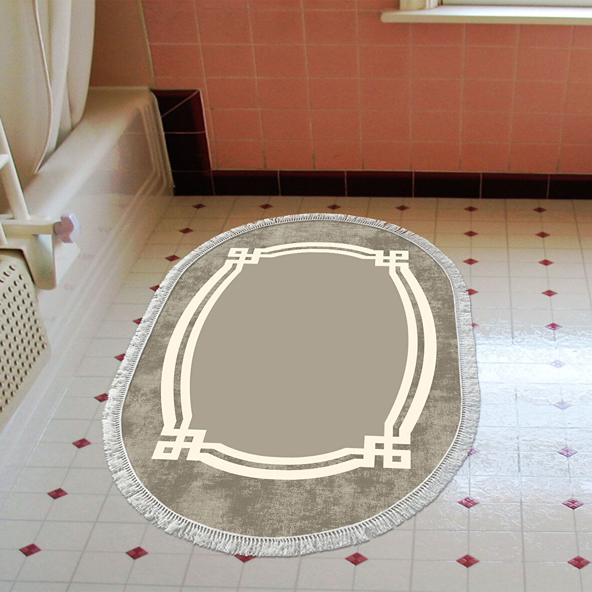 Eko Trend Djt Banyo Paspası Yıkanabilir Kaymaz Taban 657M Oval Modern