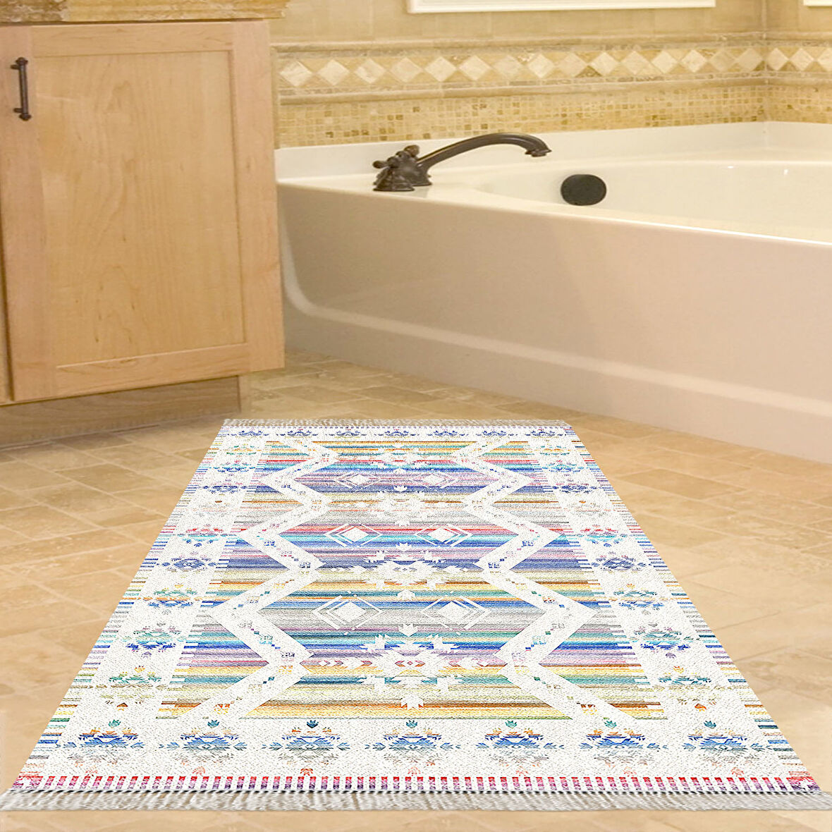 Eko Trend Djt Banyo Paspası Yıkanabilir Kaymaz Taban F5014 İskandinav
