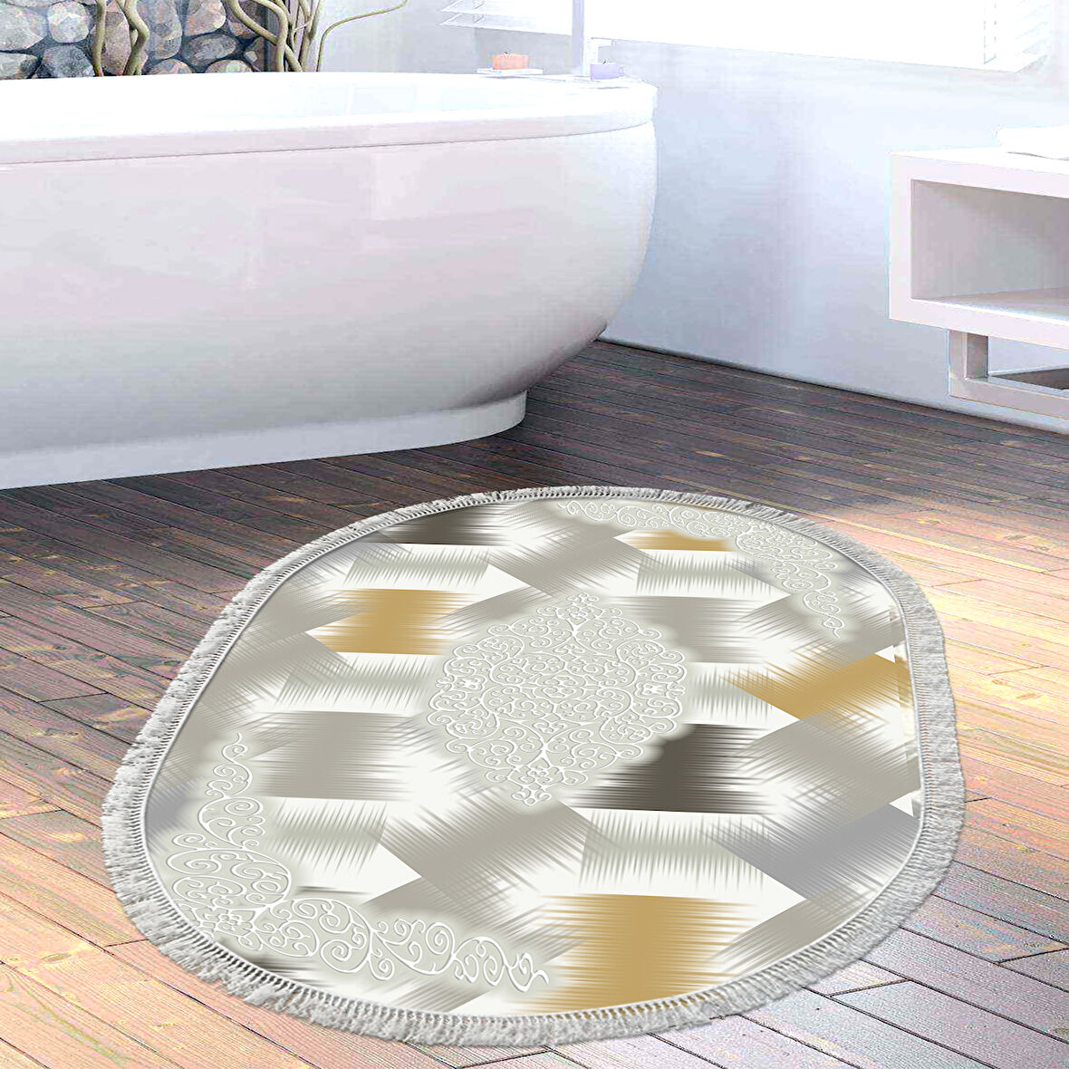 Eko Trend Djt Banyo Paspası Yıkanabilir Kaymaz Taban S1030 Oval Modern