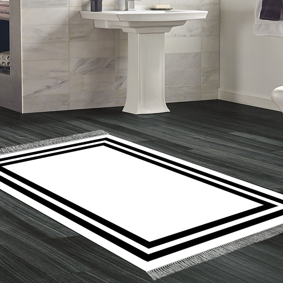Eko Trend Djt Banyo Paspası Yıkanabilir Kaymaz Taban 1696 Bordürlü