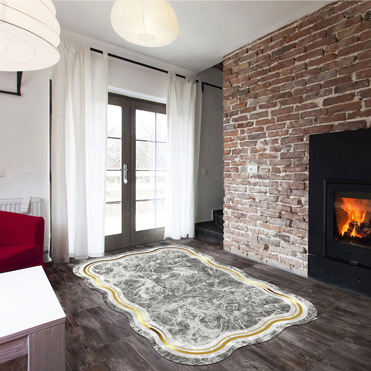 Gül Lazer Kesim Kaymaz Taban Dijital Baskı Halı St600202Gl