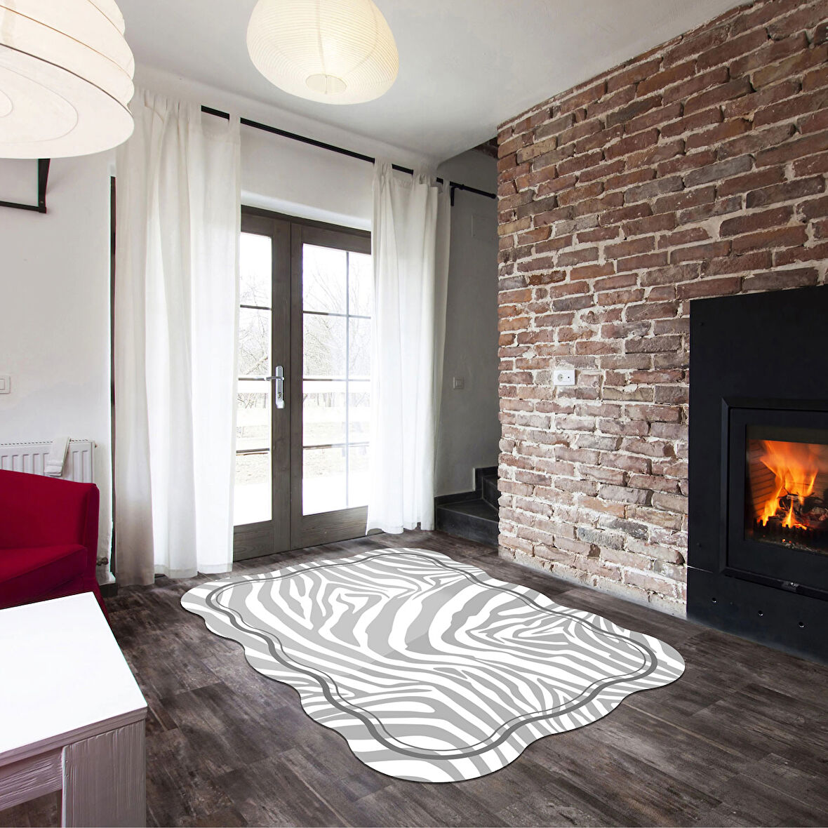 Leylak Lazer Kesim Kaymaz Taban Dijital Baskı Halı St600197Vz