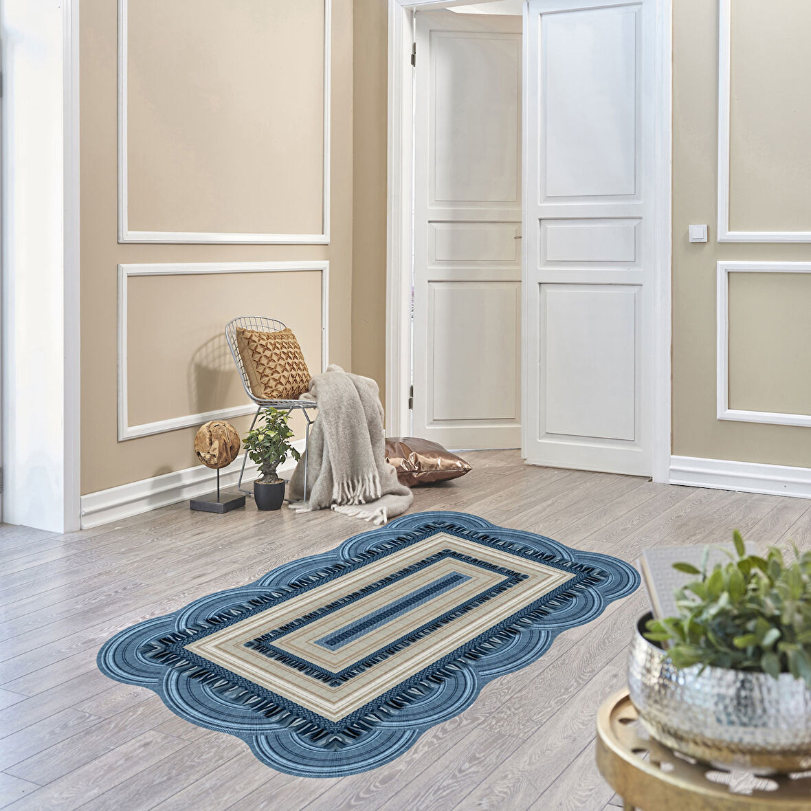 Begonya Lazer Kesim Kaymaz Taban Dijital Baskı Halı St600166Mv