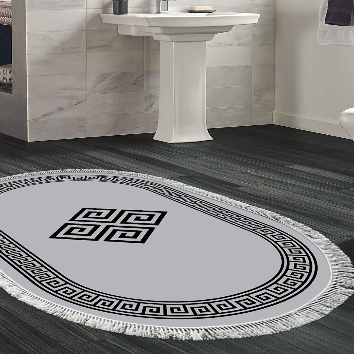 Eko Trend Djt Banyo Paspası Yıkanabilir Kaymaz Taban 656M Oval Modern