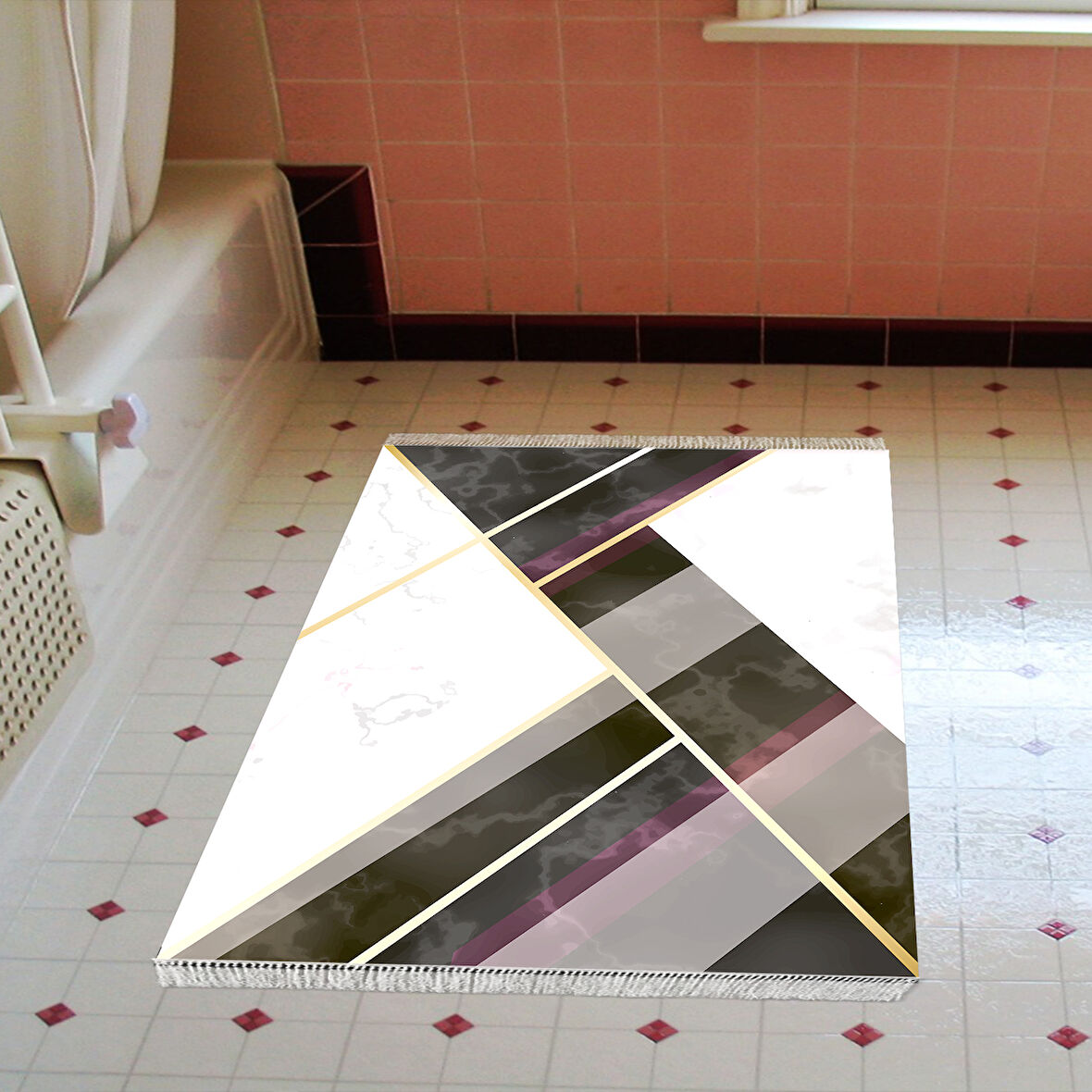 Eko Trend Djt Banyo Paspası Yıkanabilir Kaymaz Taban F5002 Mermer