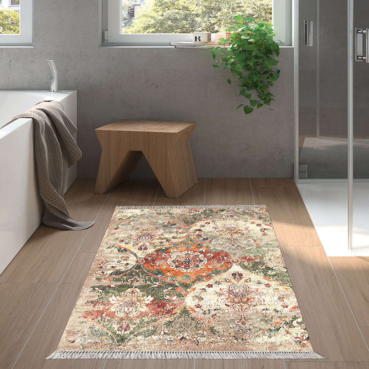 Eko Trend Djt Banyo Paspası Yıkanabilir Kaymaz Taban F5030 Vintage