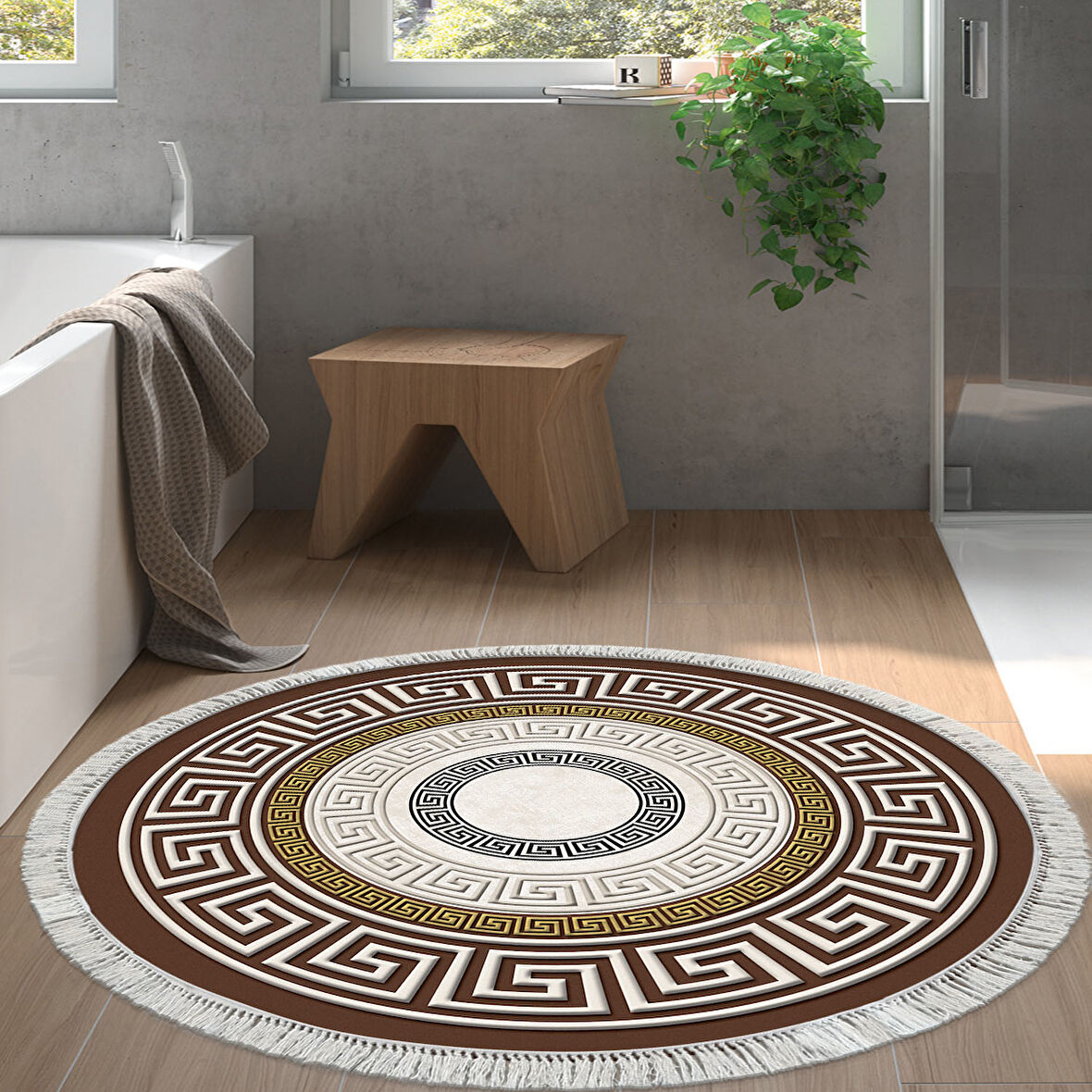 Eko Trend Djt Banyo Paspası Yıkanabilir Kaymaz Taban 675M Yuvarlak Modern