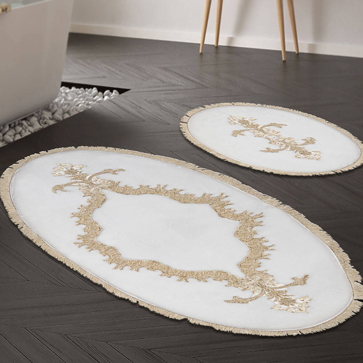 Sırma Welsoft Dantelli Saçaklı Oval Klozet Takımı 2 Pcs