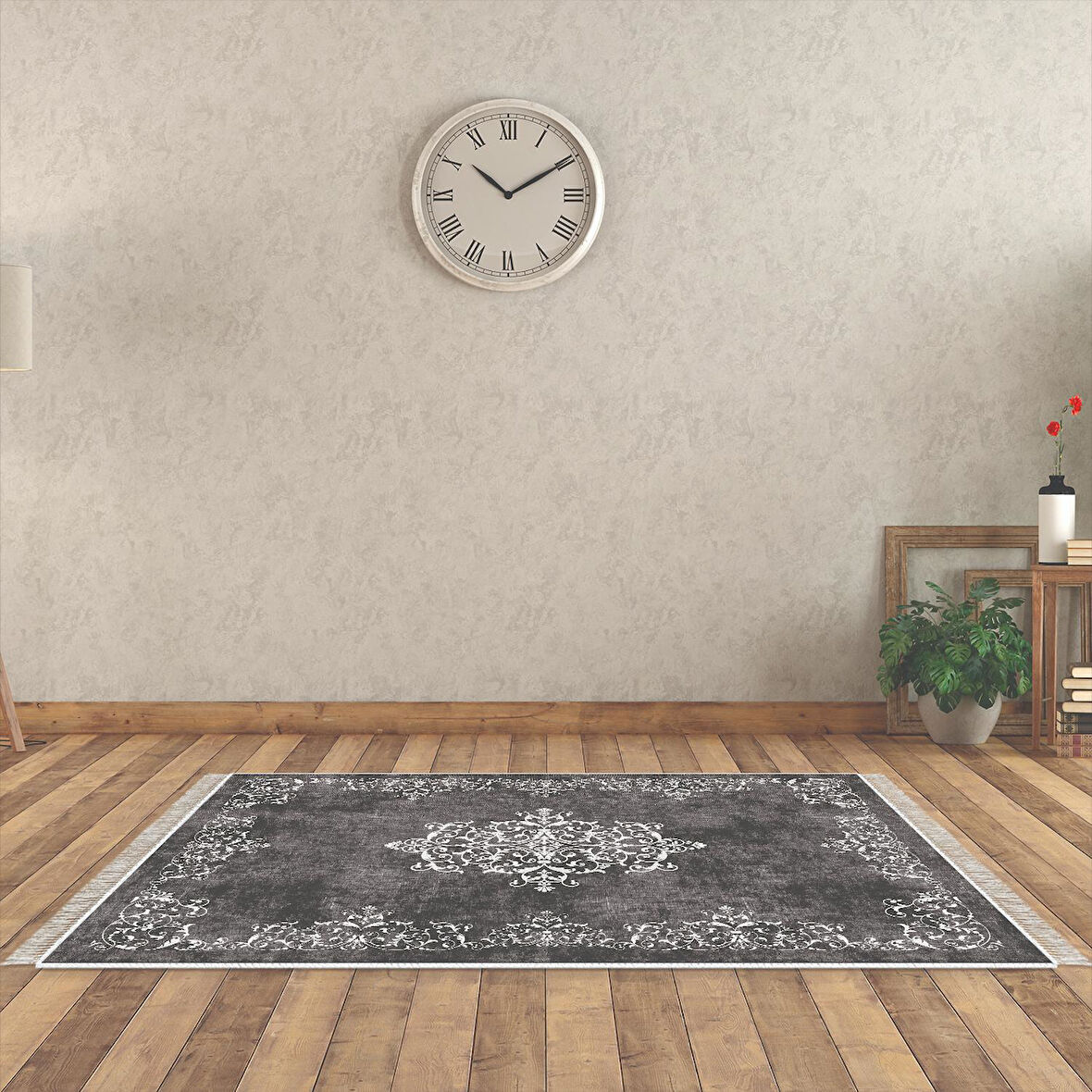 Alanur Trend Kaymaz Dod Tabanlı Saçaklı Dijital Halı