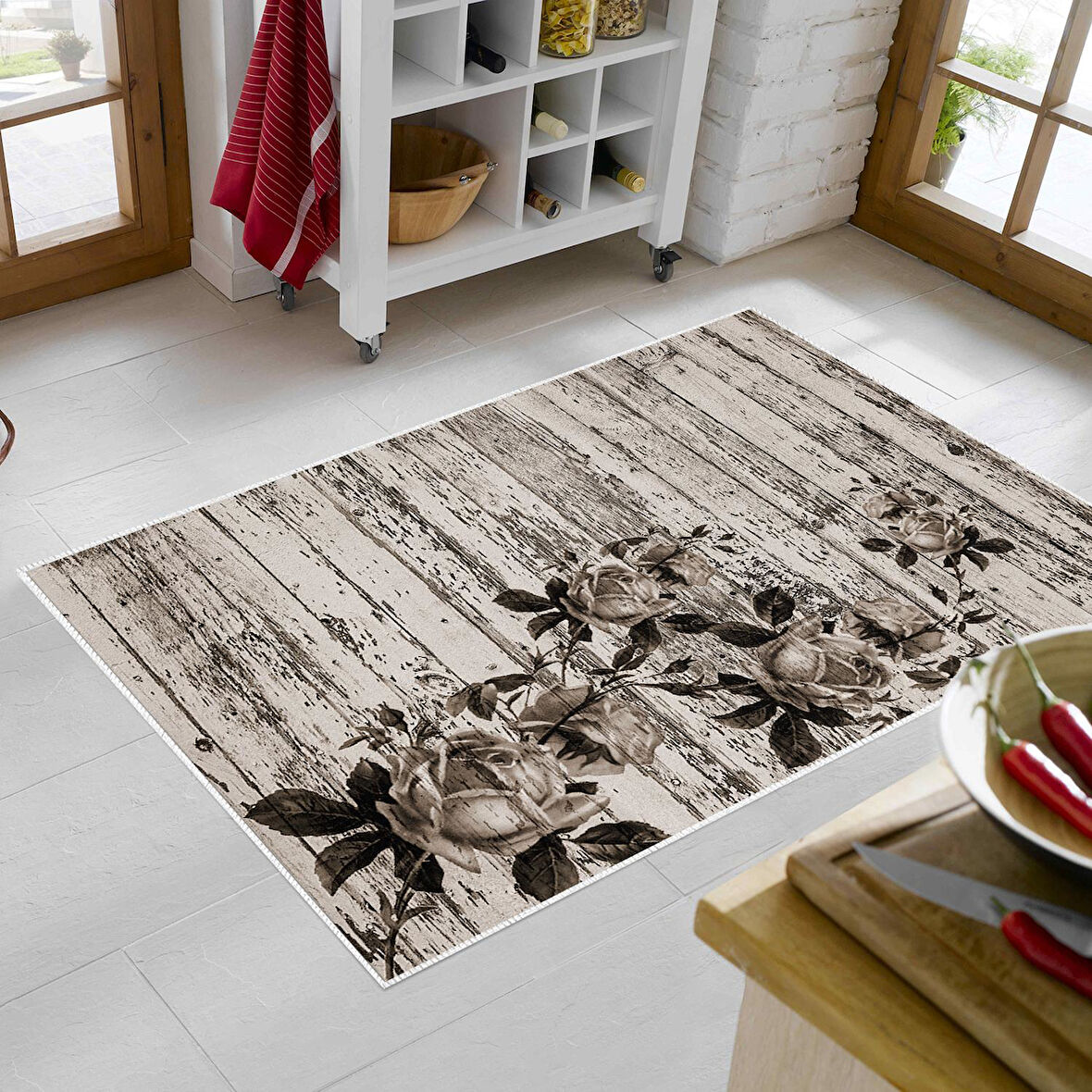 Alanur Trend Keçe Tabanlı Mutfak Halı Mu13