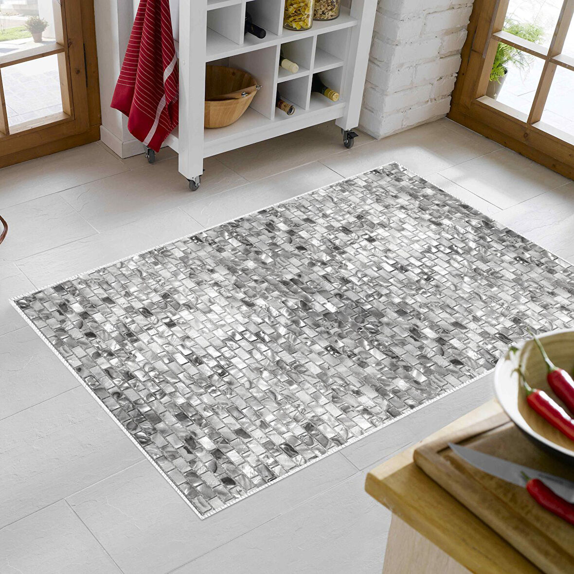 Alanur Trend Keçe Tabanlı Mutfak Halı Mu132