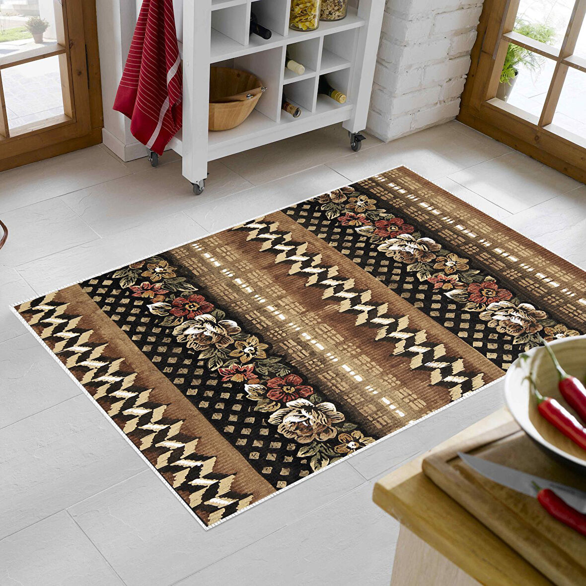 Alanur Trend Keçe Tabanlı Mutfak Halı Mu127