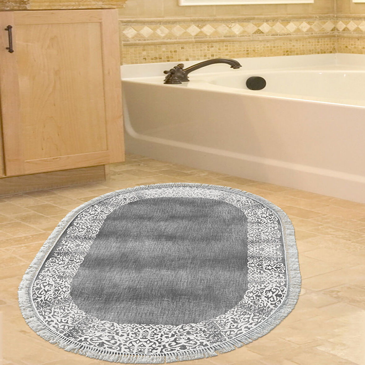 Eko Trend Djt Banyo Paspası Yıkanabilir Kaymaz Taban 1460 Oval Modern