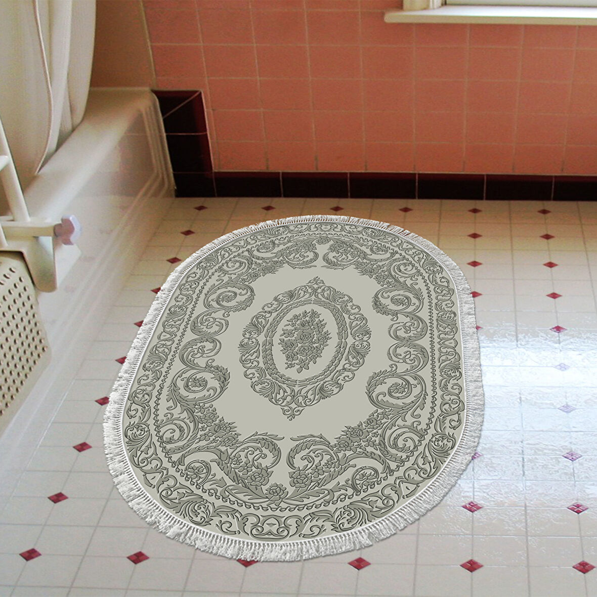 Eko Trend Djt Banyo Paspası Yıkanabilir Kaymaz Taban 747 Oval Klasik