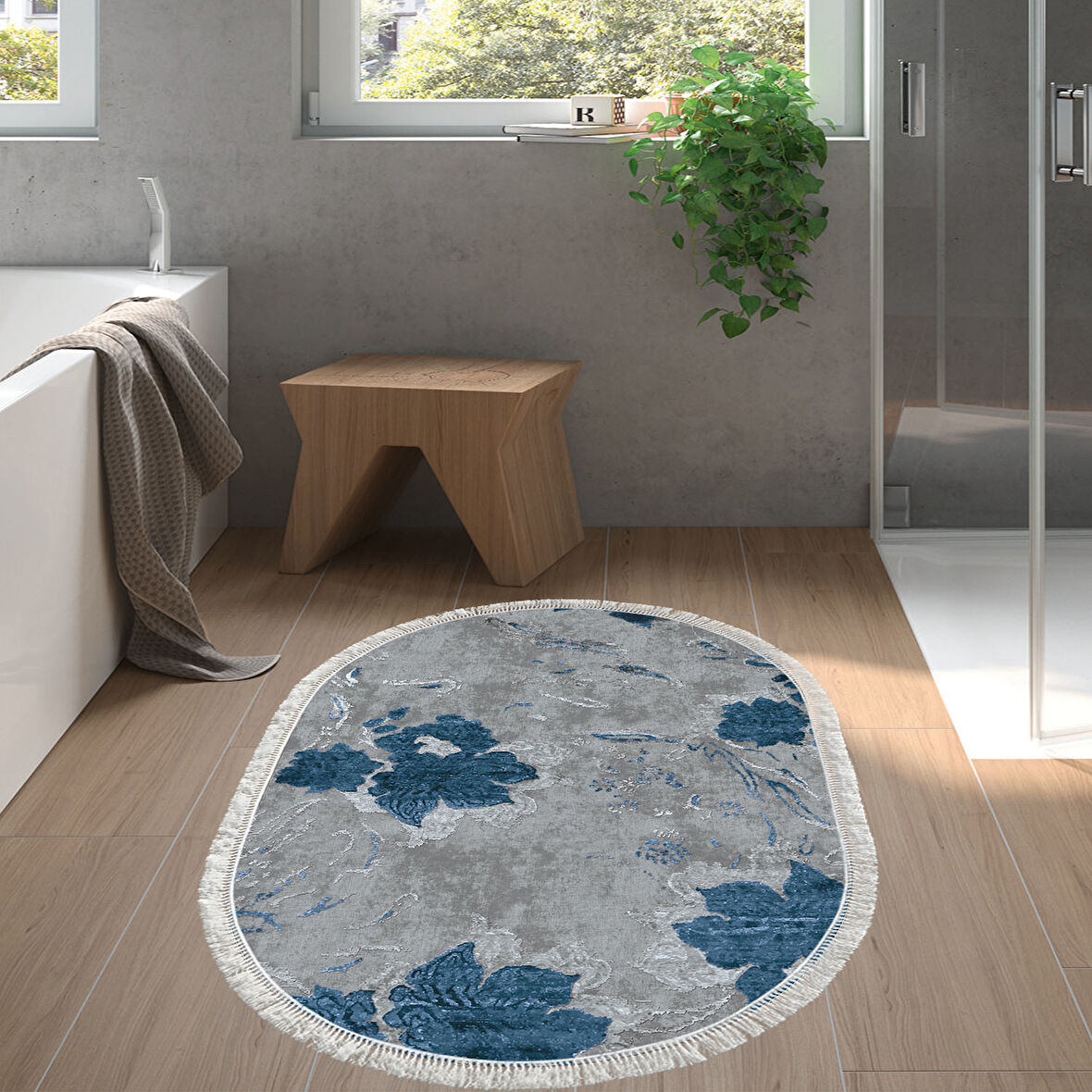 Eko Trend Djt Banyo Paspası Yıkanabilir Kaymaz Taban 660M Oval Suluboya