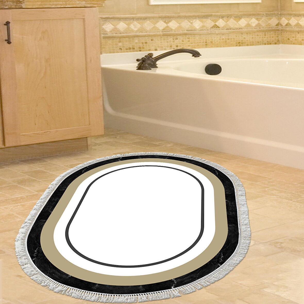 Eko Trend Djt Banyo Paspası Yıkanabilir Kaymaz Taban 673M Oval Bordürlü