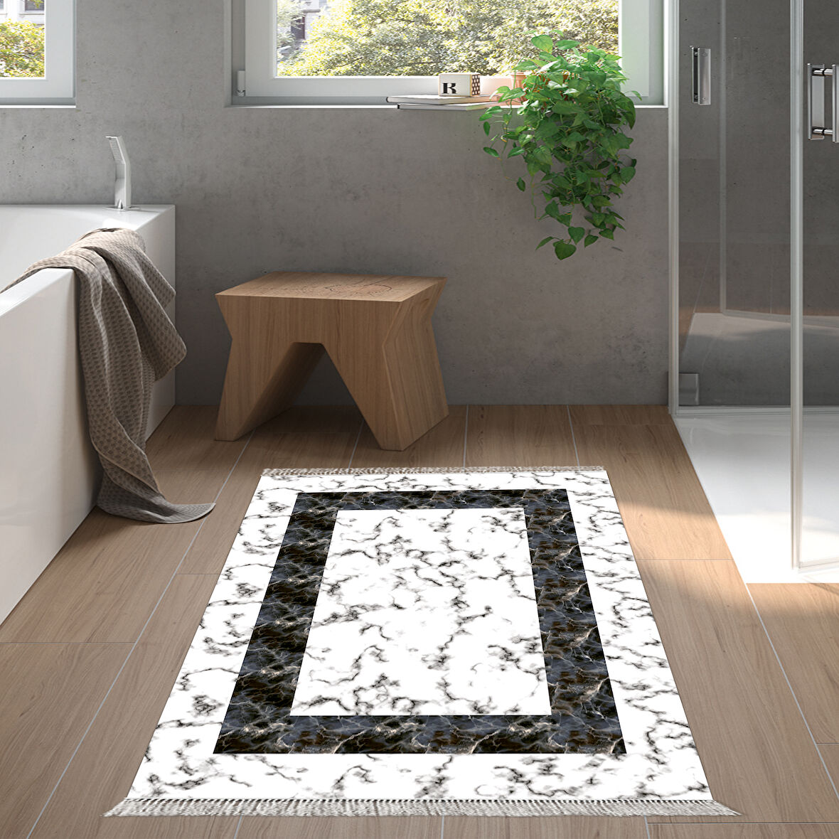 Eko Trend Djt Banyo Paspası Yıkanabilir Kaymaz Taban M12341 Bordürlü