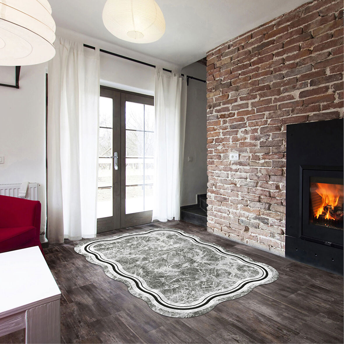 Gül Lazer Kesim Kaymaz Taban Dijital Baskı Halı St600202Gl
