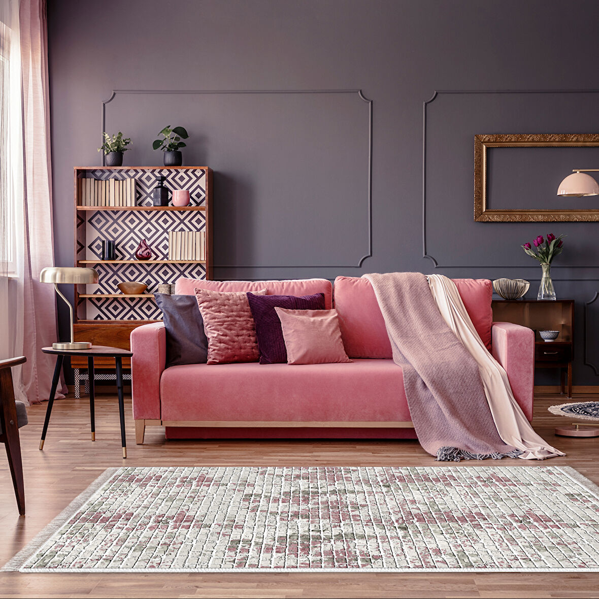 Alanur Star Pamuk Tabanlı Saçaklı Dijital Halı