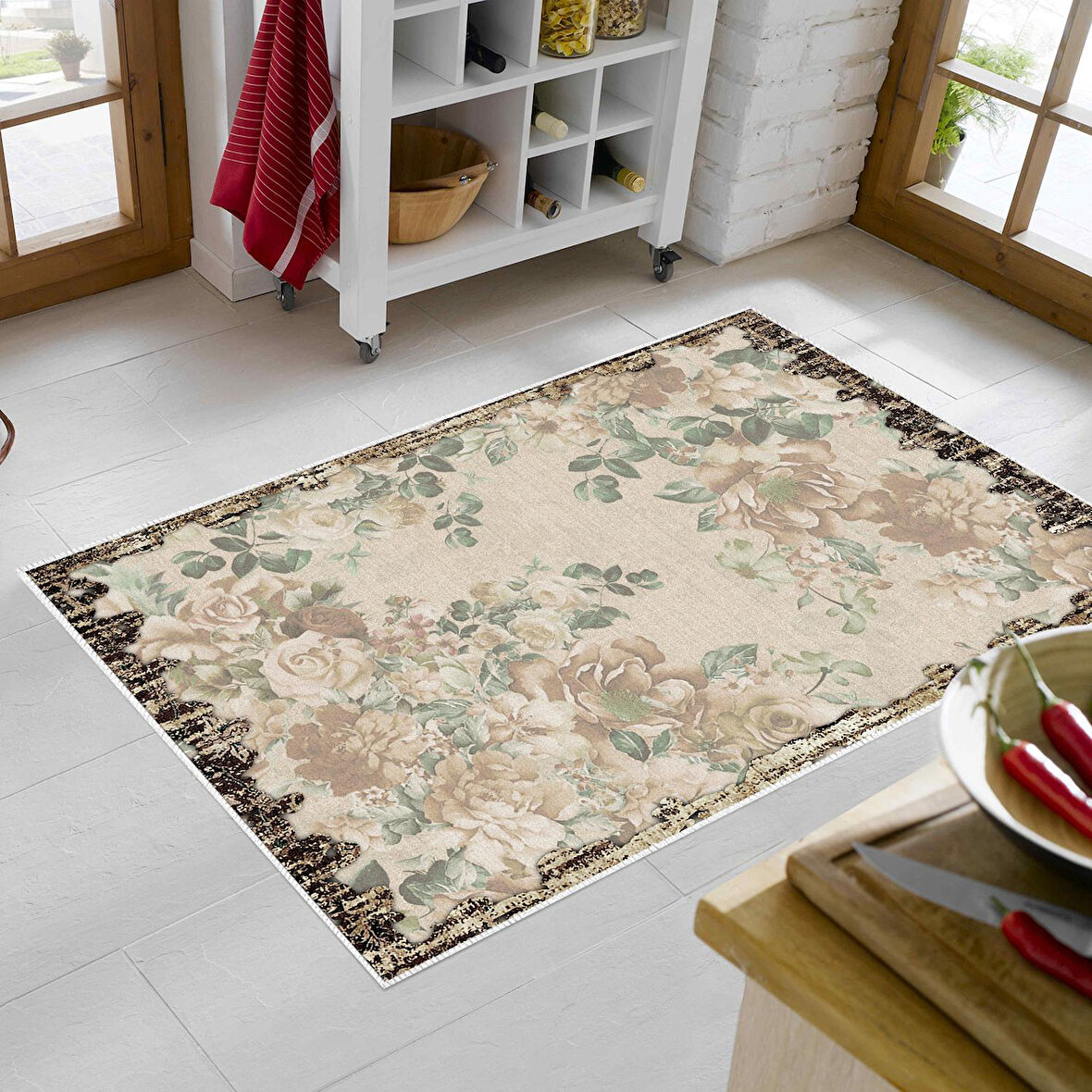 Alanur Trend Keçe Tabanlı Mutfak Halı Mu116