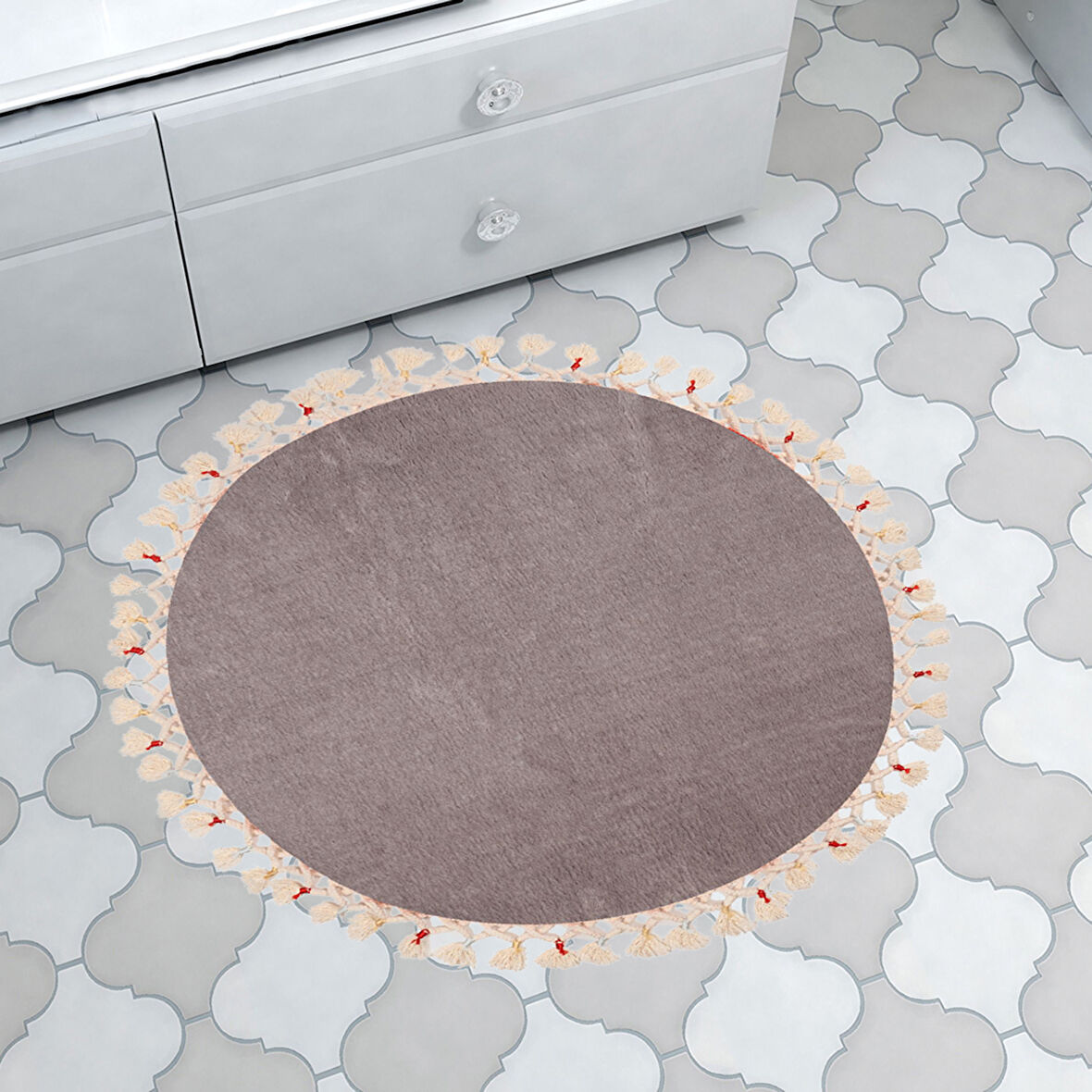 Alanur Rex Puffy Pelüş Yuvarlak Banyo Halısı