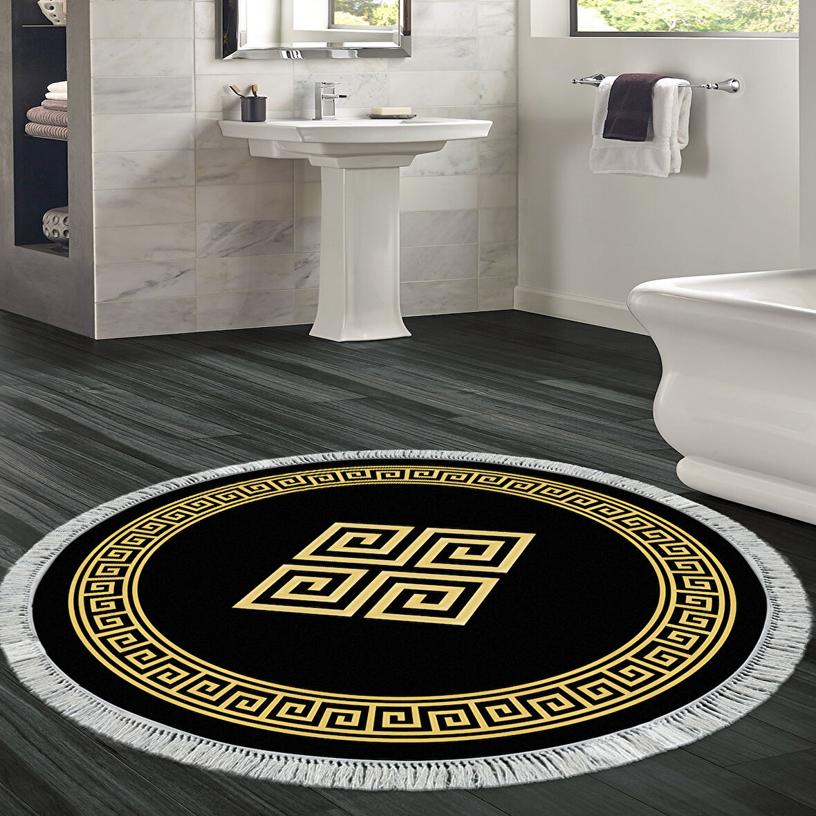 Eko Trend Djt Banyo Paspası Yıkanabilir Kaymaz Taban 656M Yuvarlak Modern