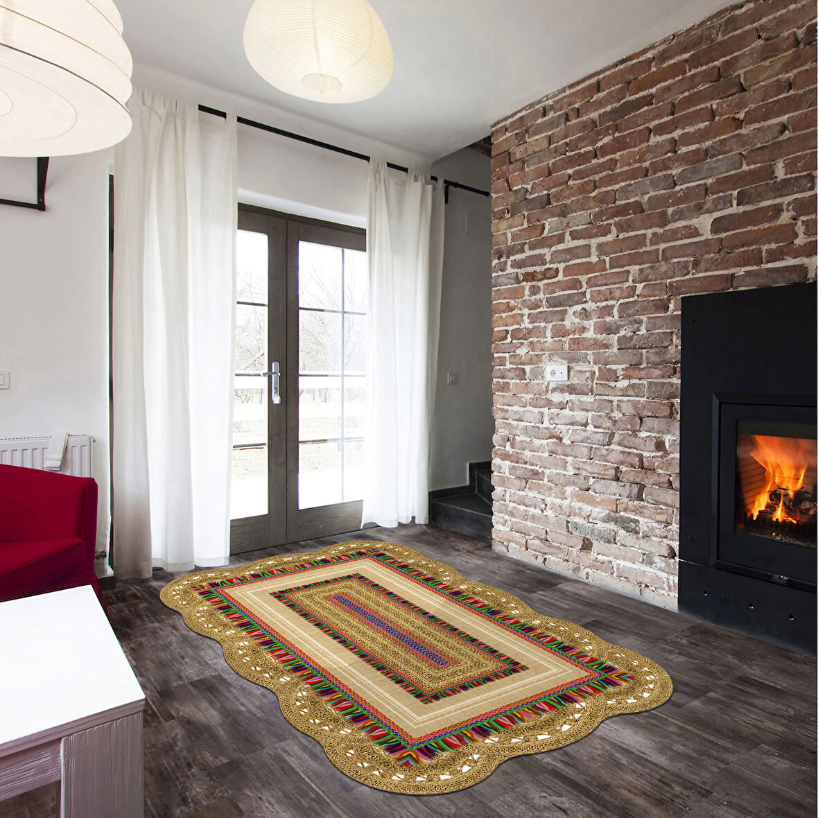 Begonya Lazer Kesim Kaymaz Taban Dijital Baskı Halı St600166Mv