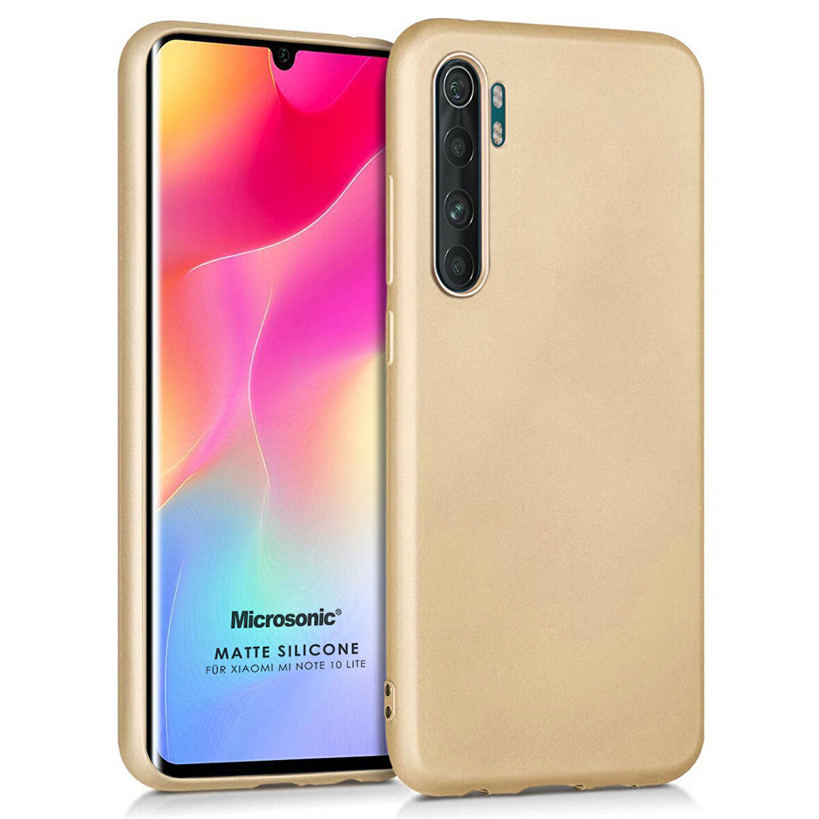 Microsonic Matte Silicone Xiaomi Mi Note 10 Lite Kılıf Gold