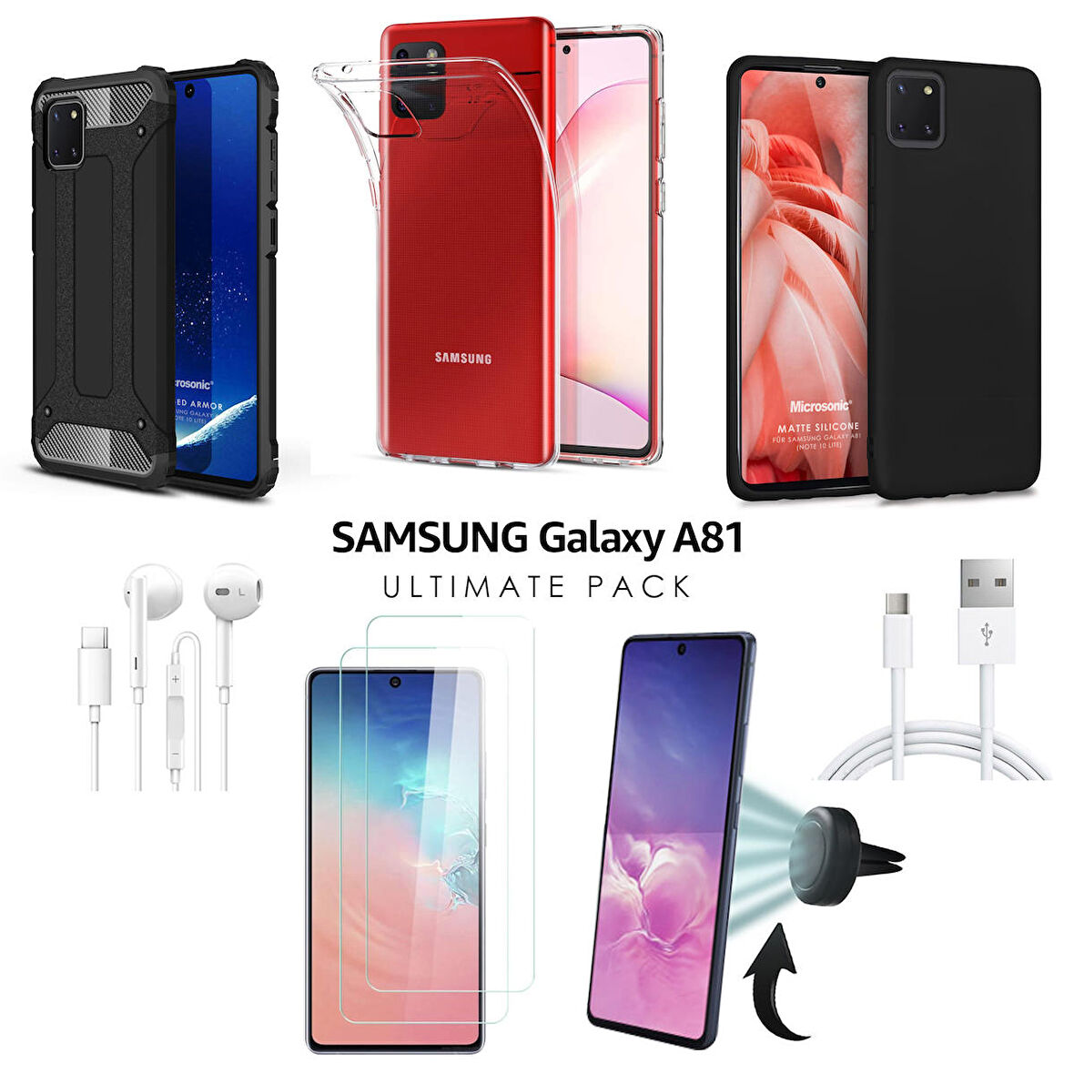 Microsonic Samsung Galaxy A81 Kılıf & Aksesuar Seti