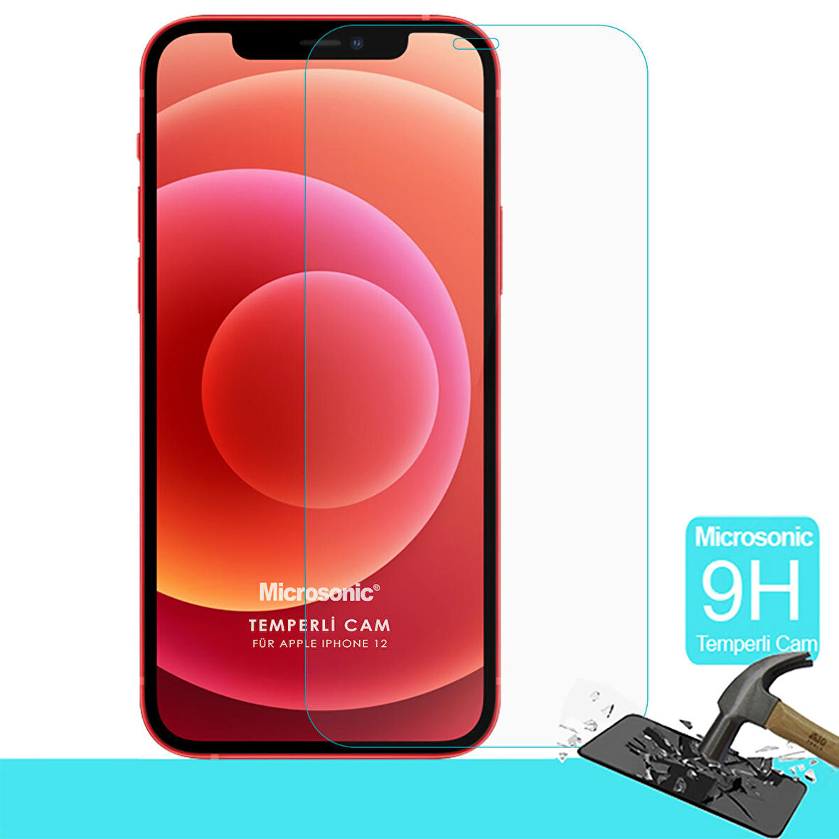 Microsonic Apple Uyumlu iPhone 12 Tempered Glass Screen Protector