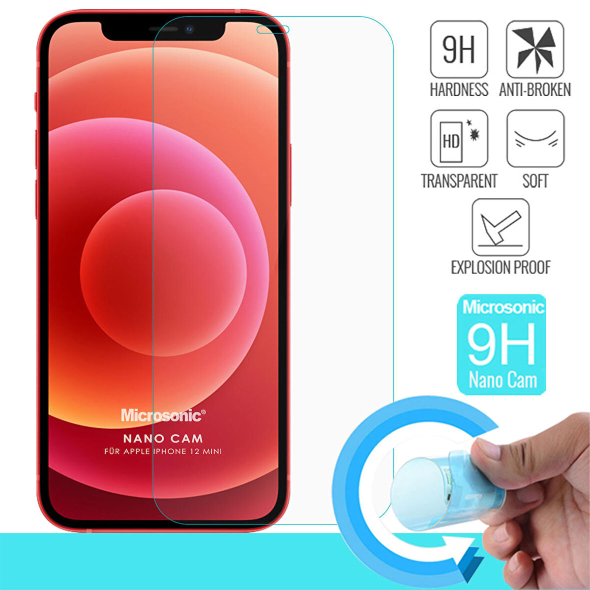Microsonic Apple Uyumlu iPhone 12 Mini Nano Glass Screen Protector
