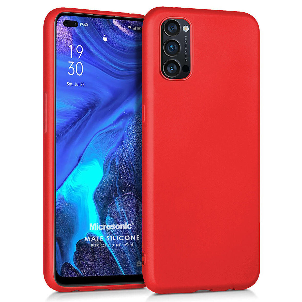 Microsonic Matte Silicone Oppo Reno 4 Kılıf Kırmızı