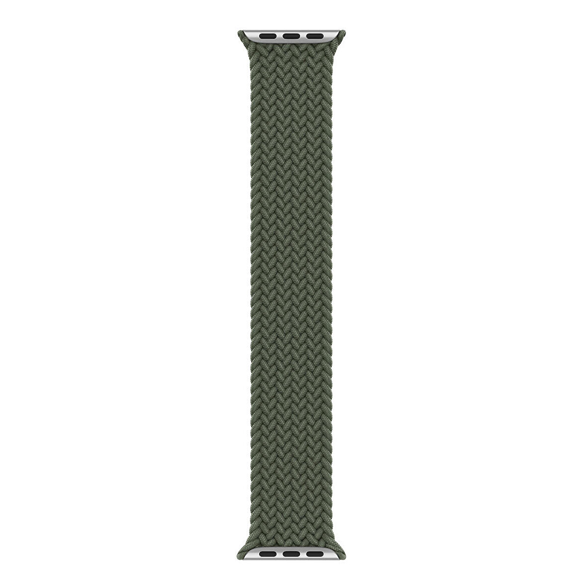 Microsonic Apple Watch Series 6 40mm Kordon, (Medium Size, 147mm) Braided Solo Loop Band Koyu Yeşil