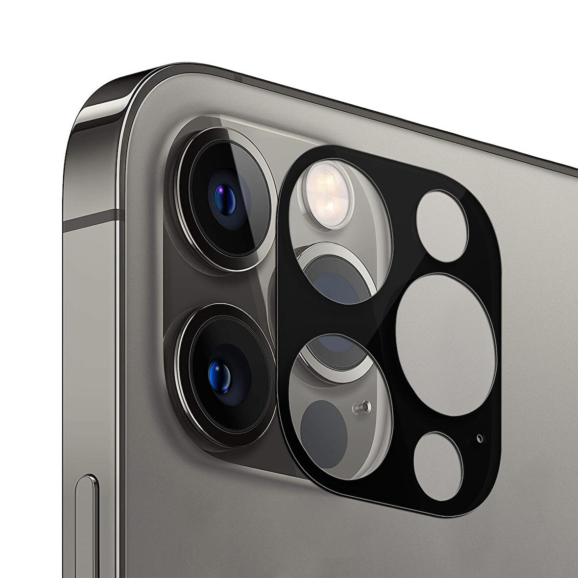 Microsonic Apple Uyumlu iPhone 12 Pro Kamera Lens Koruma Camı V2 Siyah